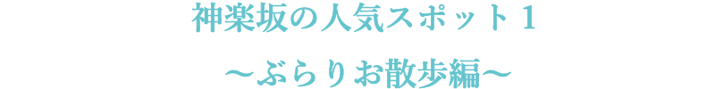 神楽坂の人気スポット1 ~ぶらりお散歩編~